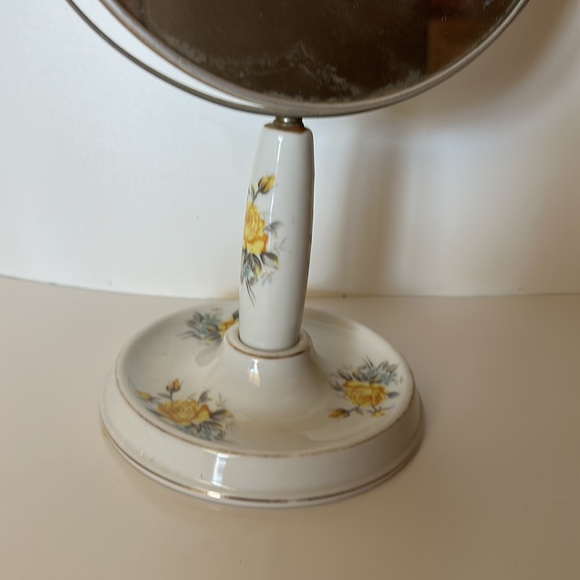 Vintage Removable Hand Held Mirror Porcelain Vanity Bowl Makeup Dressing Table - Picture 3 of 11